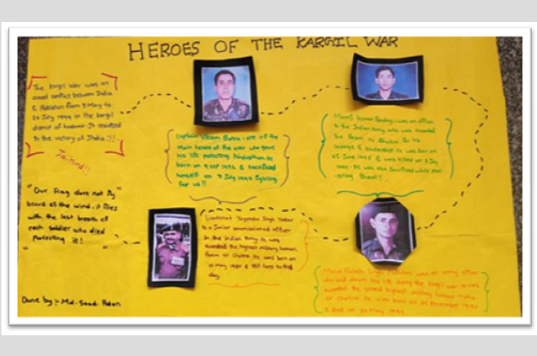 On account of Kargil Vijay Diwas several activities such as Greeting Card Making, Elocution, Poster making were conducted.